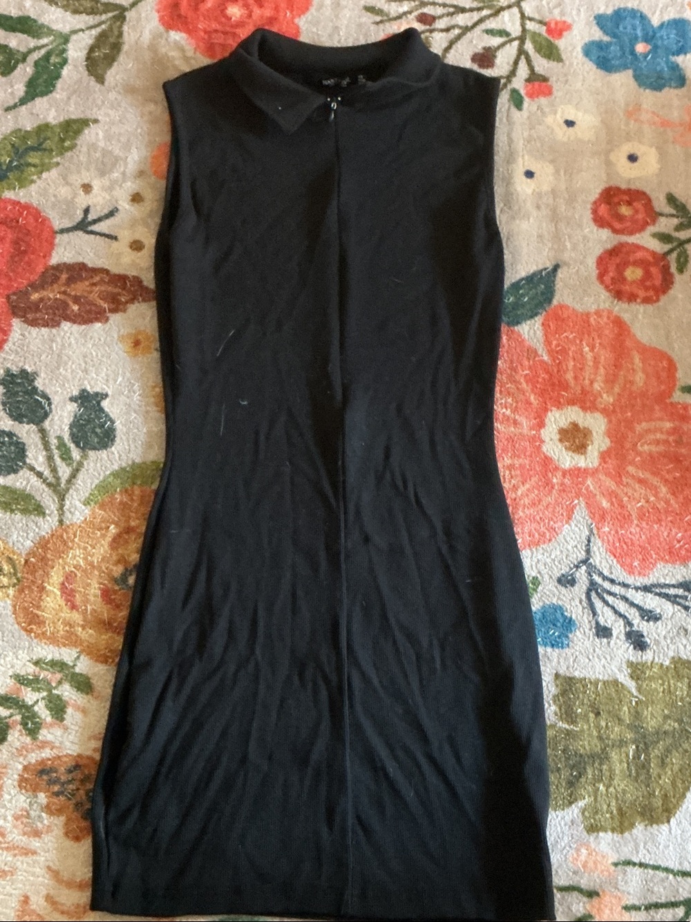 Nasty Gal Black Sleeveless Polo Collar Midi Dress